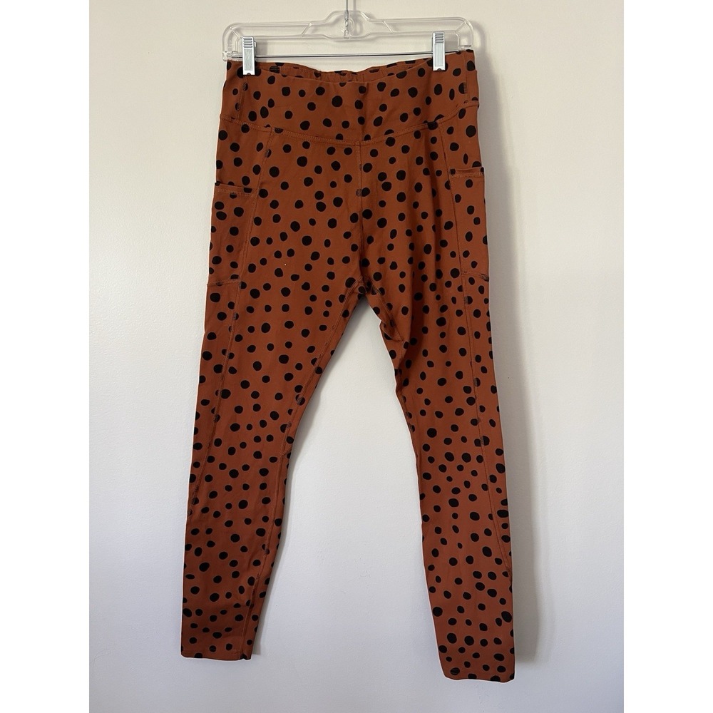 Pact Women's Sz L Ankle Yoga Leggings Orange Organic Cotton Activewear Pockets